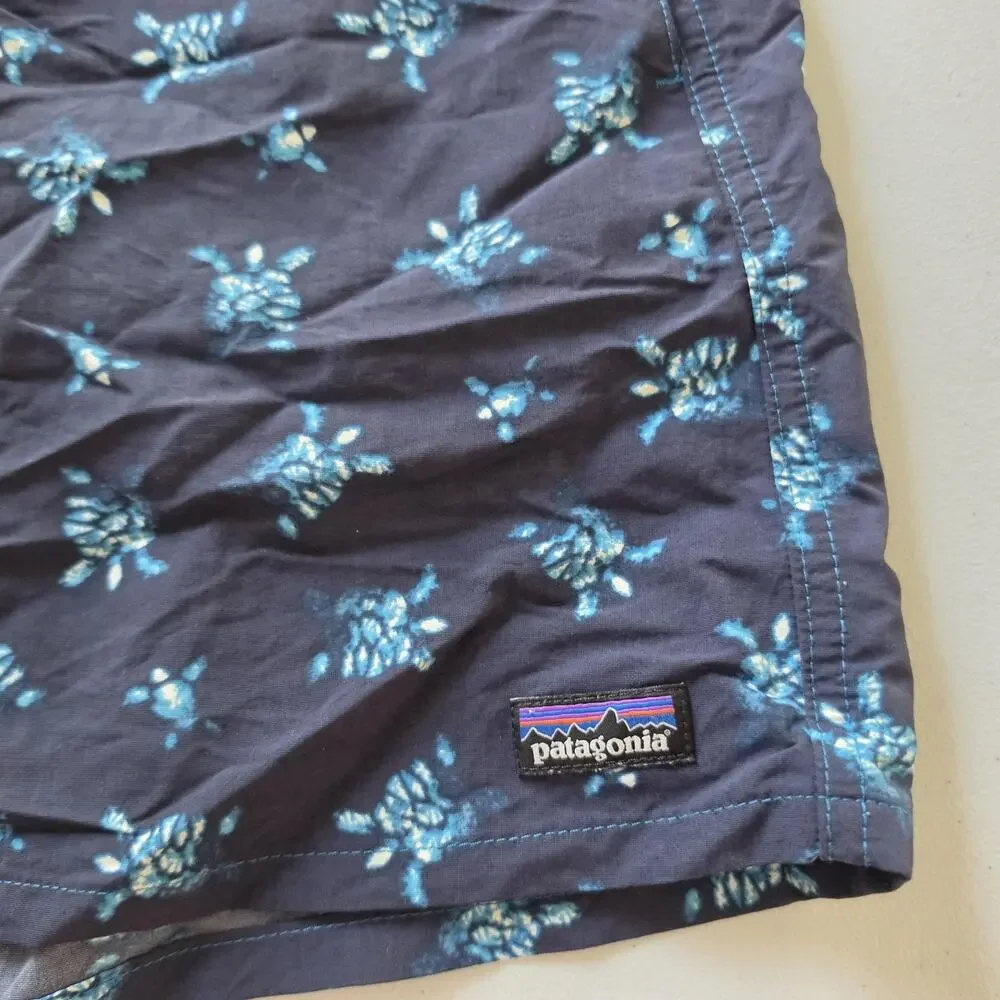 Patagonia Shorts Mens XL Blue Floral Print Barely Baggies Swim Nylon